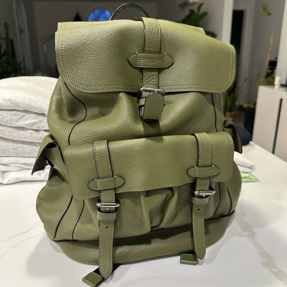 coach green leather backpack Gotham  Shop Luxe Society Inspired by the dynamic energy of New York Coach Hudson Olive Green Leather